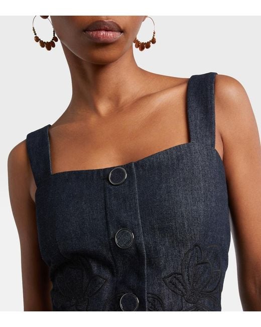 Veronica Beard Blue Mirielle Cotton Chambray Top