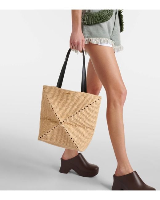 Loewe Natural Paula's Ibiza Puzzle Fold Raffia Tote Bag