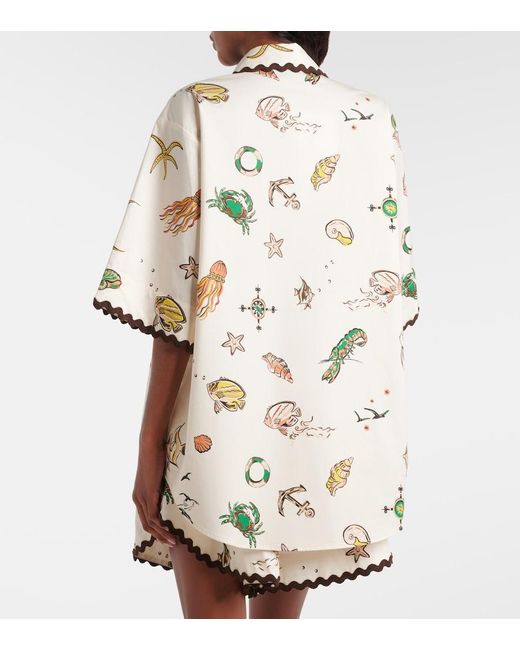 ALÉMAIS Metallic Printed Oversized Cotton Shirt