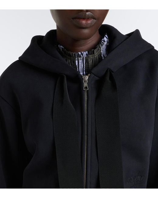 Patou Black Peplum Cotton Zip-Up Hoodie