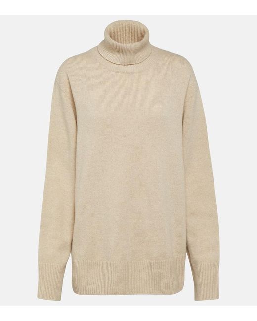The Row Natural Stepny Wool And Cashmere Turtleneck Sweater