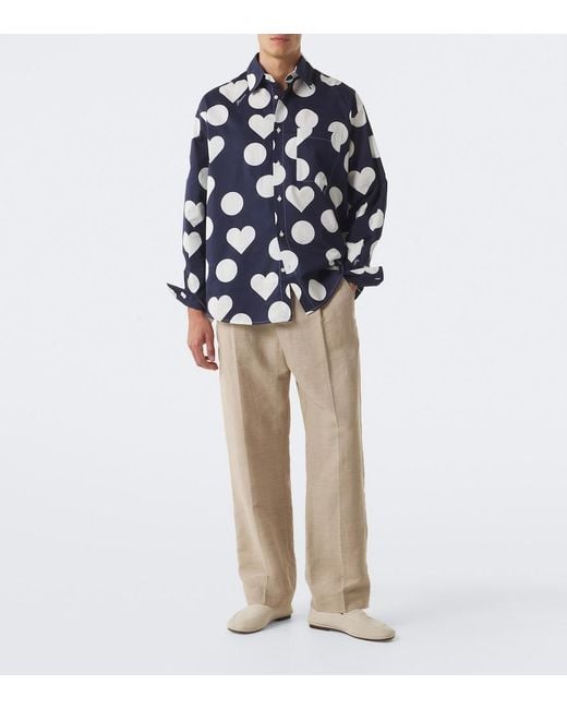 Jacquemus Blue Camargue Polka-Dot Cotton Poplin Shirt for men