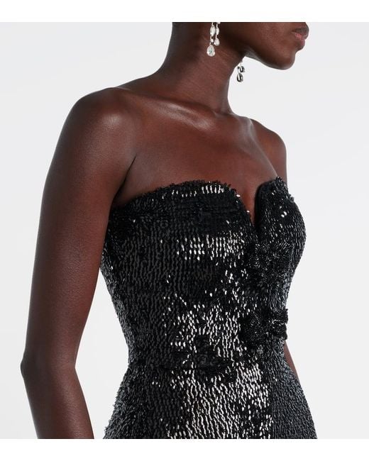Elie Saab Black Verzierte Robe Aus Einem Seidengemisch