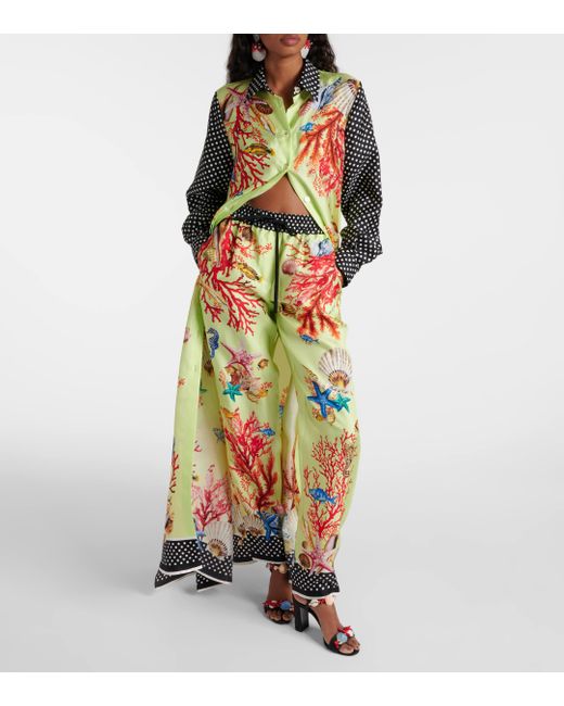 Dolce & Gabbana Multicolor Capri Printed Silk Tapered Pants