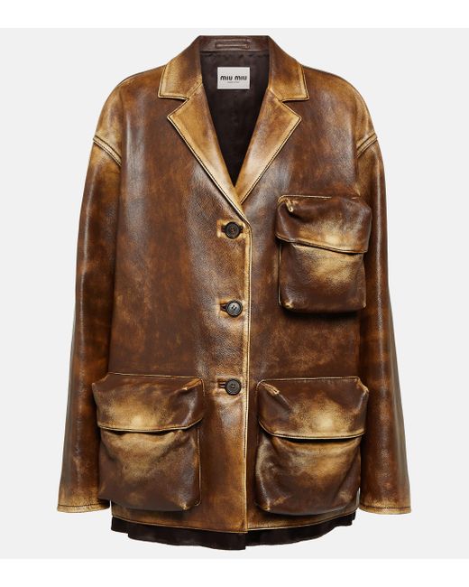 Miu Miu Brown Leather Jacket