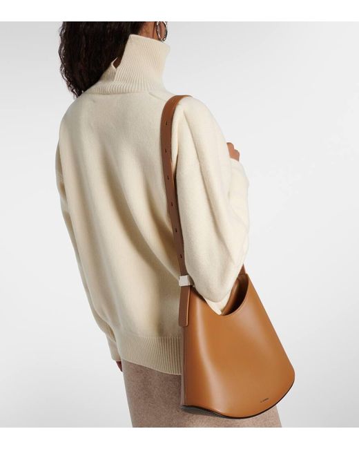 Jil Sander Brown Schultertasche Eldorado Small Aus Leder