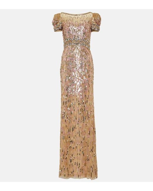 Jenny Packham Metallic Embellished Gown
