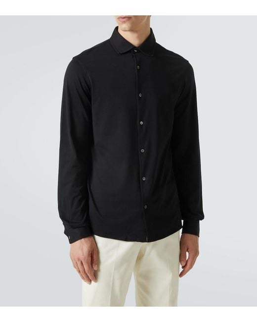 Thom Sweeney Black Cotton Jersey Shirt for men