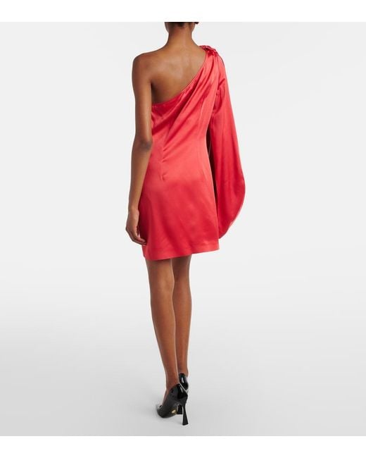 Stella McCartney Red One-Shoulder Satin Minidress
