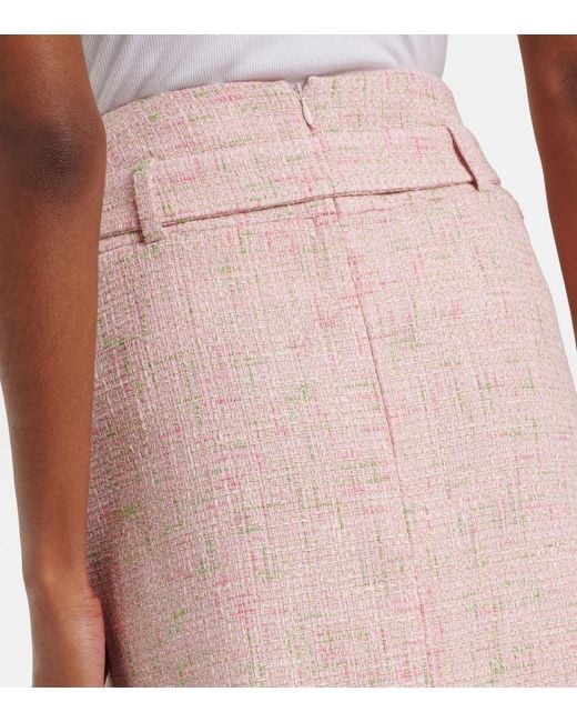 ShuShu/Tong Pink Belted Cotton-Blend Tweed Pencil Skirt