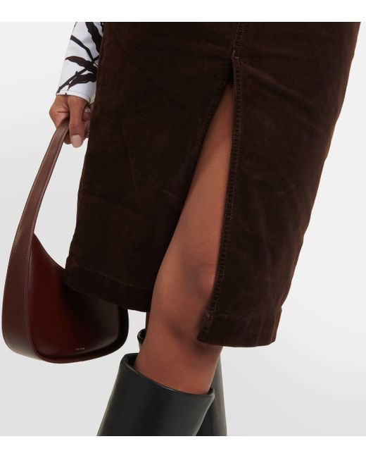 FRAME Brown High-rise Corduroy Midi Skirt