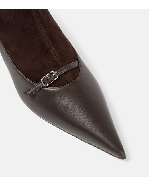 Magda Butrym Black Leather Slingback Pumps With Socks