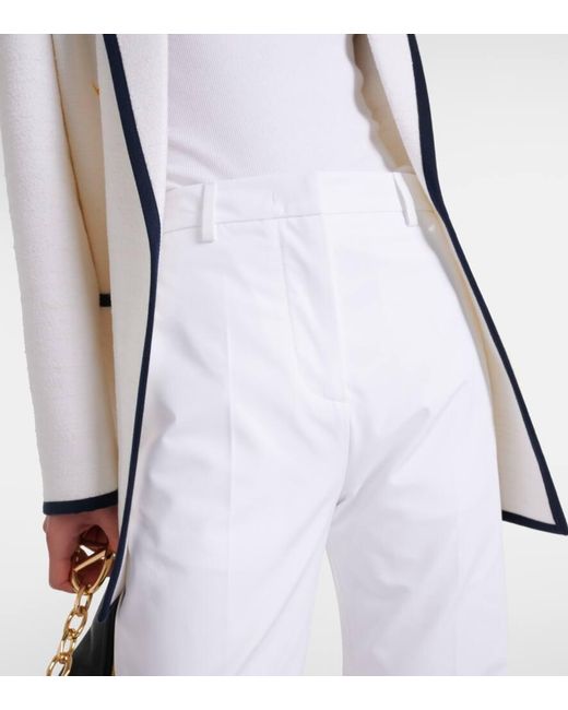 Valentino White Schmale Low-Rise-Hose aus Baumwolle