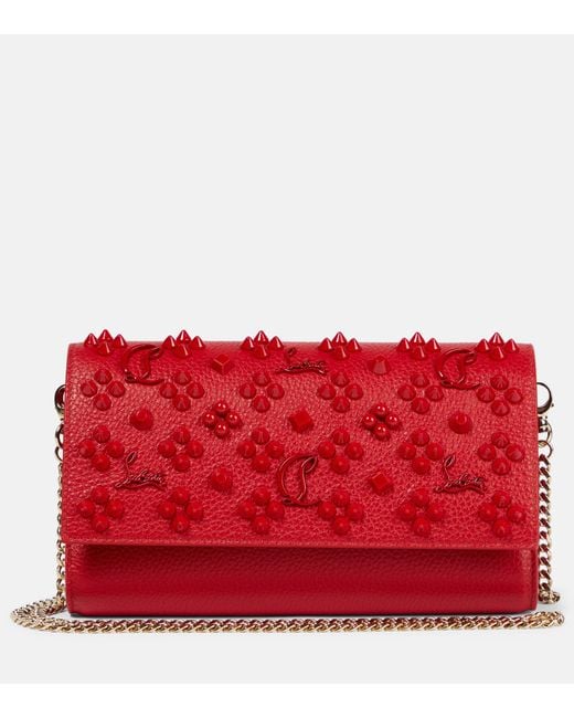 Christian Louboutin Red Paloma Embellished Leather Clutch