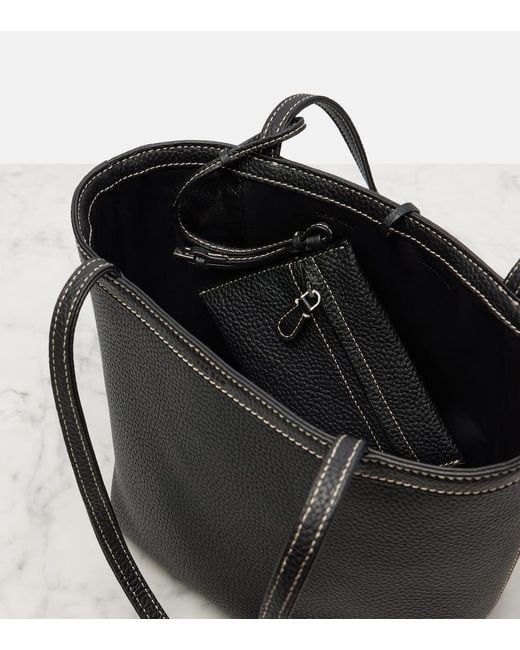 The Row Black Park Medium Leather Tote Bag