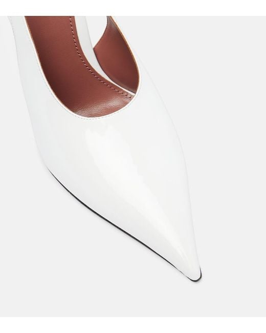 Paris Texas White Nina 105 Patent Leather Slingback Pumps