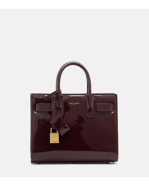 Saint Laurent Purple Sac De Jour Nano Patent Leather Tote Bag