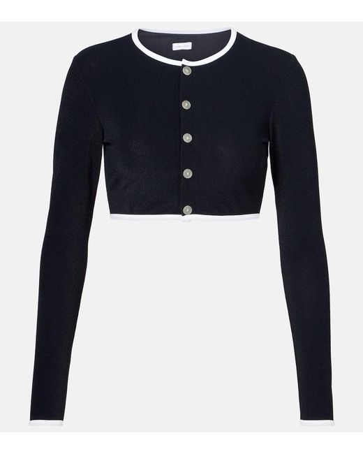 JADE Swim Blue Cropped-Cardigan Aus Frottee