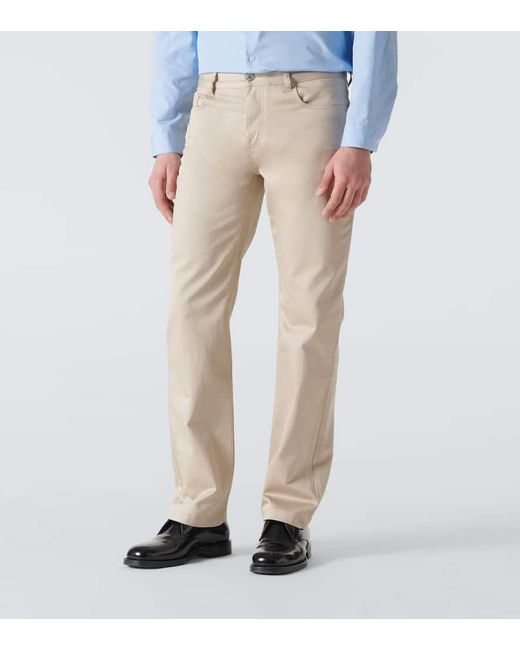 Pantaloni regular in raso di cotone di AMI in Natural da Uomo