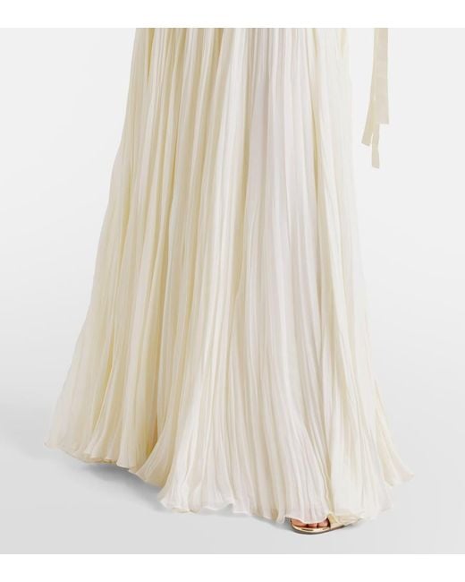 Marmar Halim White Ana Crepe And Chiffon Gown
