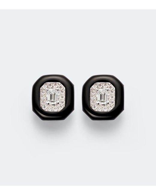 Nikos Koulis Black Oui 18Kt And Enamel Earrings With Diamonds