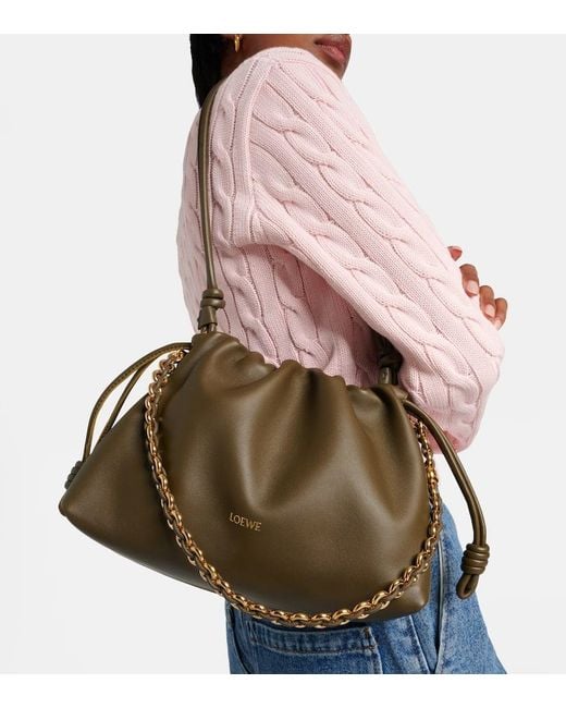 Borsa A Spalla Flamenco Medium di Loewe in Green