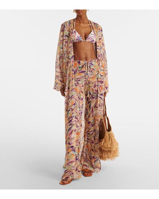 Alexandra Miro Pink Scarlett Printed Flared Pants