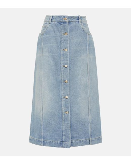 Moncler Blue Denim Pencil Skirt