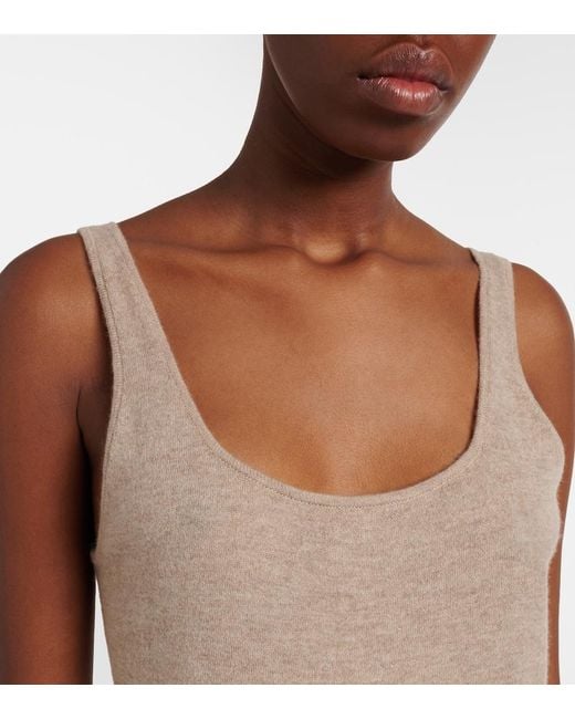 The Row Natural Nareen Knitted Cashmere Maxi Dress