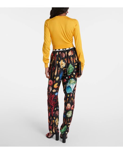 Dolce & Gabbana Yellow Cropped Silk Cardigan