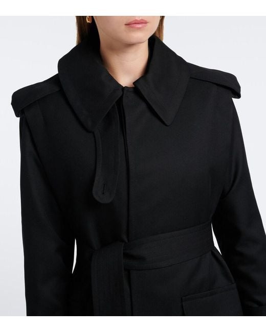 Victoria Beckham Black Philippa Virgin Wool Twill Trench Coat