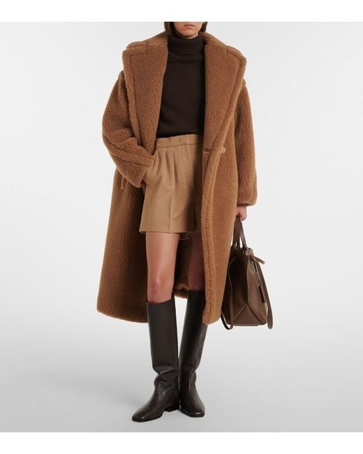 Max Mara Brown Wool And Silk Teddy Coat