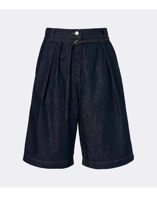 Shorts De Denim Con Cinturon Dries Van Noten de color Blue