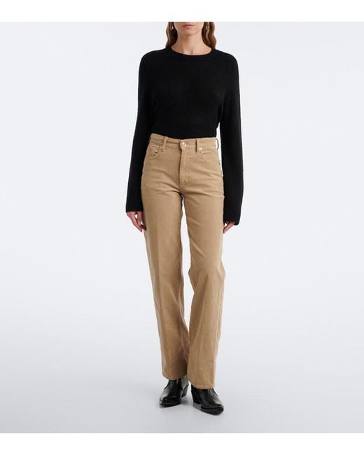 7 For All Mankind Natural Stovepipe Cotton-Blend Corduroy Straight Pants