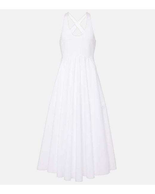 Vestido Midi De Popelin De Algodon Alaïa de color White