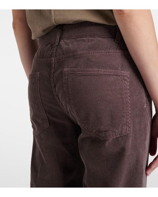 The Row Brown Carlyl Mid-Rise Corduroy Straight Pants