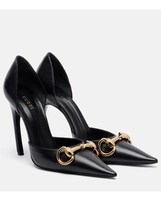 Gucci Black Boulevard Horsebit Leather Pumps