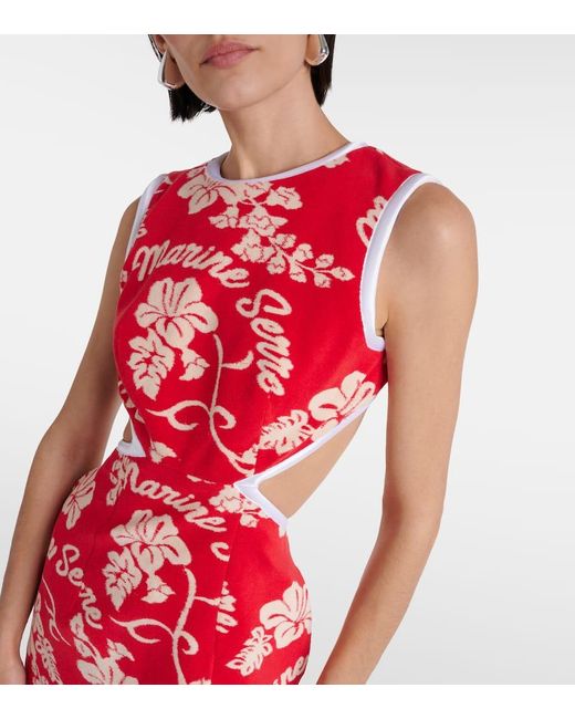 Vestido corto en jacquard floral MARINE SERRE de color Red