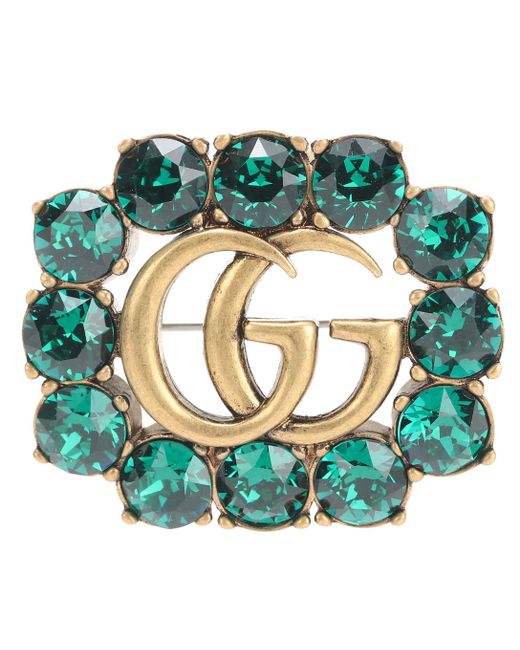Gucci Green Crystal-embellished Brooch