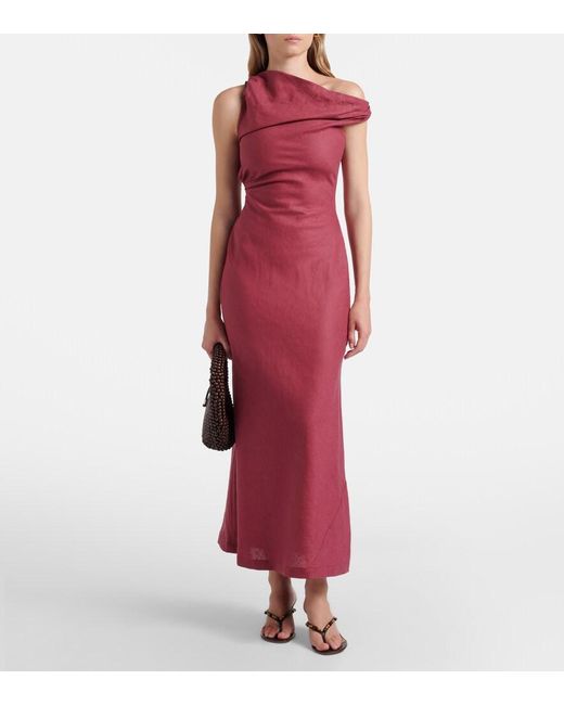 Faithfull The Brand Purple Suis Asymmetric Linen Maxi Dress