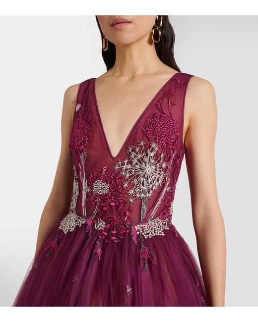 Costarellos Red Embellished Gown