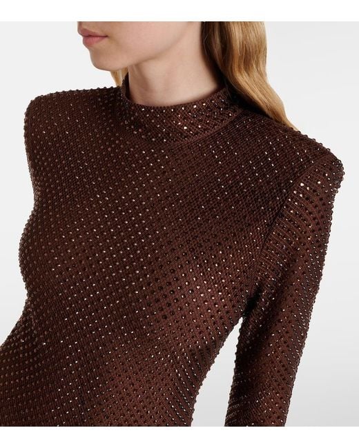 Self-Portrait Brown Robe Aus Mesh Mit Kristallen