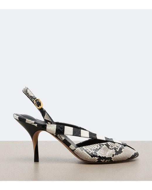 Jacquemus Metallic Snake-Effect Leather Slingbacks