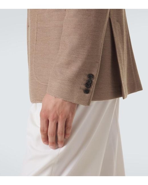Brioni Natural Wool And Silk Blazer for men