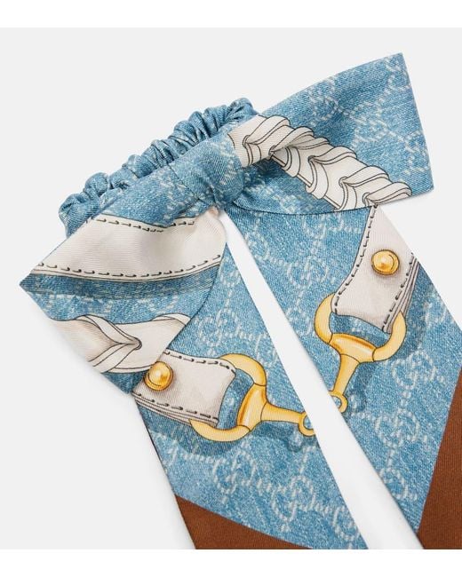 Coletero De Seda Con Horsebit Gucci de color Blue