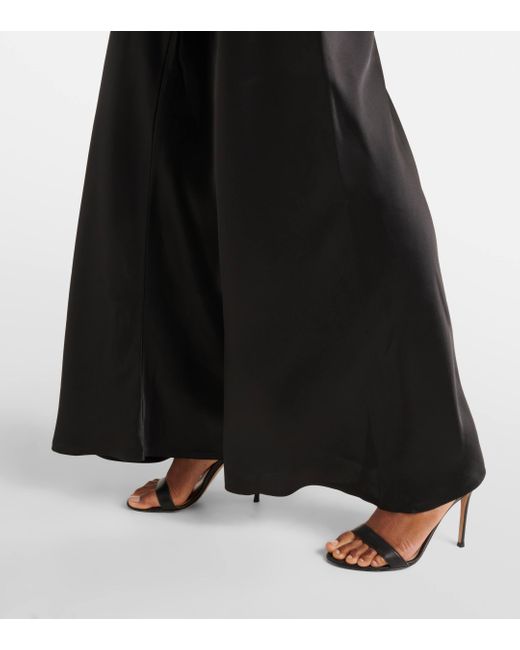 Pantalon ample a taille haute en satin Norma Kamali en coloris Black