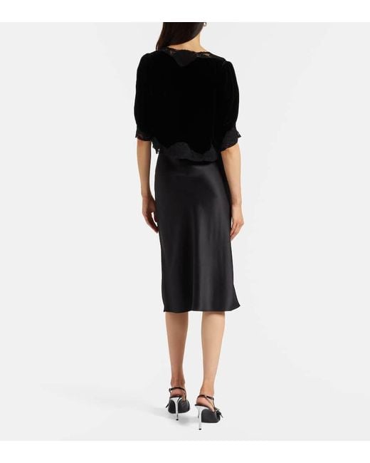 Rixo Black Top Ursula Aus Samt Mit Spitze