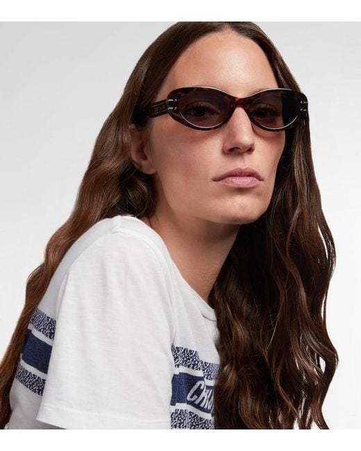 Dior Brown Diorsignature B8U Oval Sunglasses