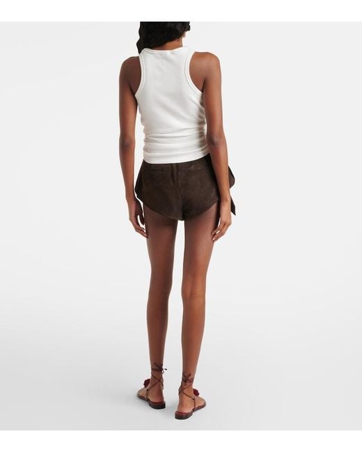 Magda Butrym White Gathered Cotton-Blend Tank Top