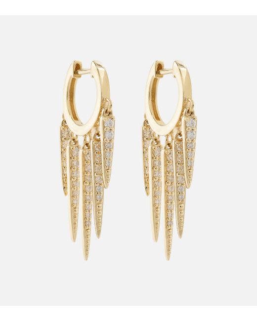 Sydney Evan Metallic Fringe Huggie 14kt Gold Hoop Earrings With Diamonds